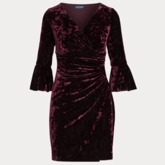 Ralph Lauren | Dresses | Ralph Lauren Velvet Bellsleeve Dress | Poshmark